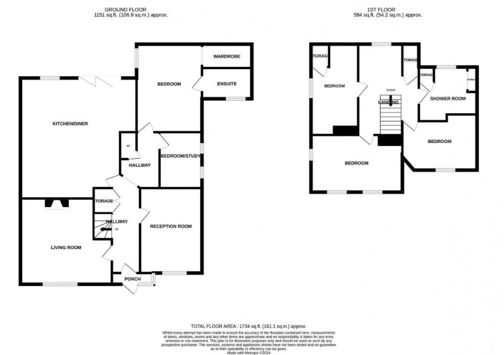 Floorplan for Oakwood Close, Hastings