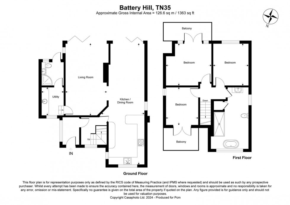 Floorplan for Battery Hill, Fairlight, Hastings